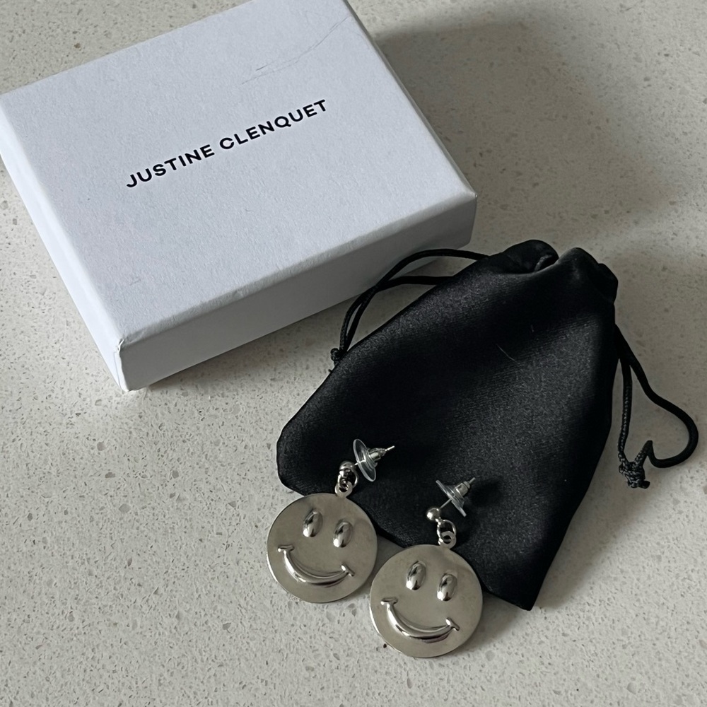 Justine Clenquet Silver Smiley Earrings
